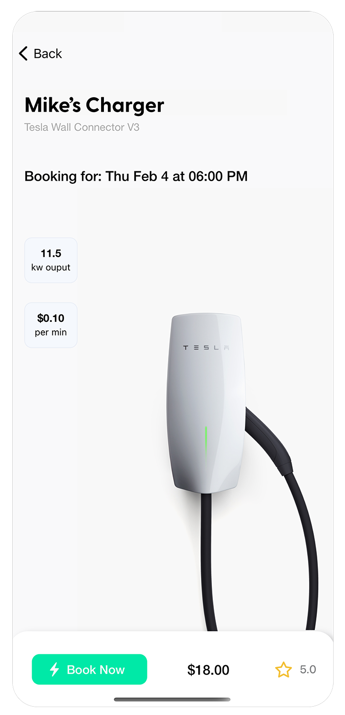 App View of Charging Location Details